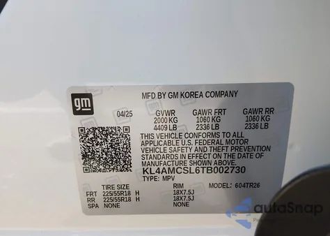 2026 Buick Encore Gx Preferred Awd z USA, uszkodzony, nr VIN KL4AMCSL6TB002730